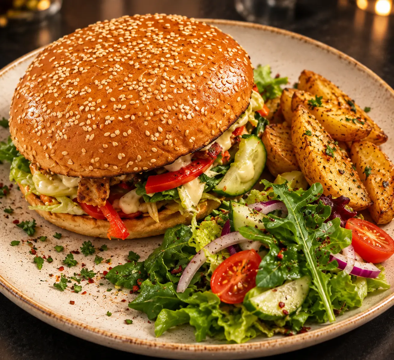 Rindfleisch Burger mit Salat